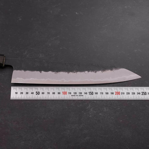 Gyuto Stainless Clad Blue Super Kurouchi Nashiji Green Urushi Handle 240mm