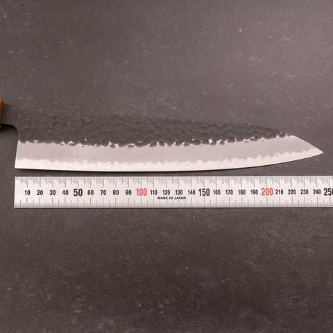 Gyuto Stainless Clad Blue Super Kurouchi Tsuchime Yaki Urushi Handle 240mm