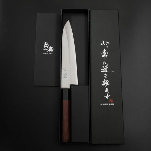 Gyuto Stainless Clad Blue Super Polished Shitan Handle 180mm