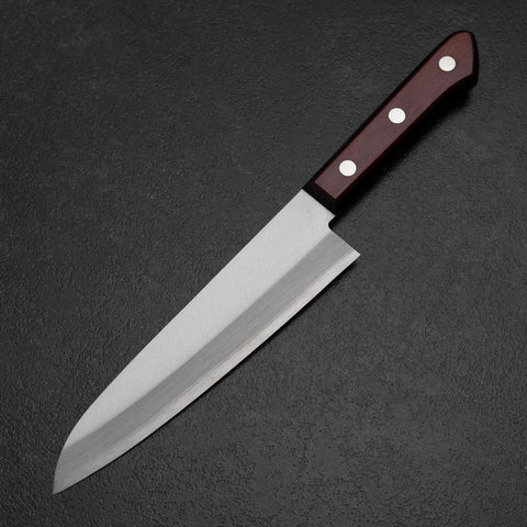 Gyuto Stainless Clad Blue Super Polished Western Black Red Handle 180mm (Tsuba-nashi)