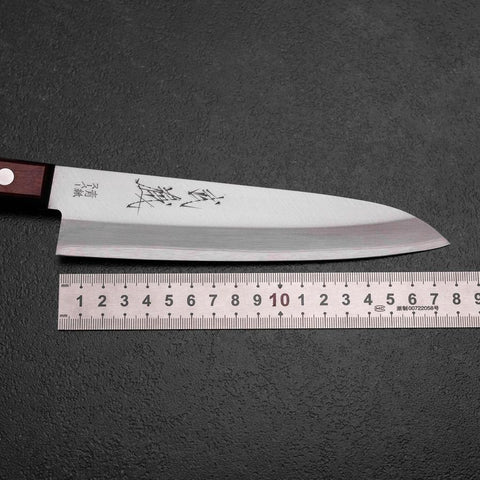 Gyuto Stainless Clad Blue Super Polished Western Black Red Handle 180mm (Tsuba-nashi)