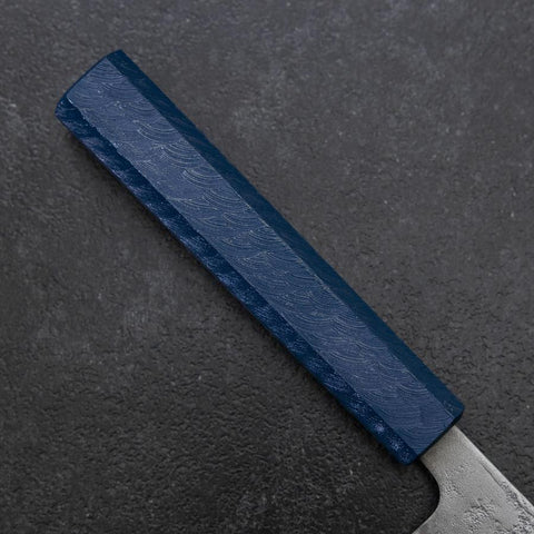 Gyuto Sweden Stainless Steel Nashiji Washi Damascus Blue Urushi Handle 210mm