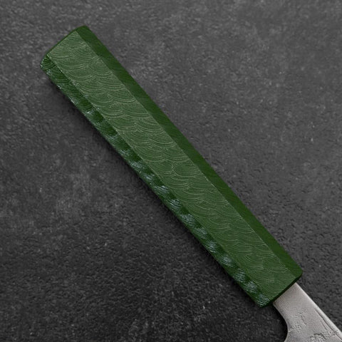 Gyuto Sweden Stainless Steel Nashiji Washi Damascus Green Urushi Handle 210mm