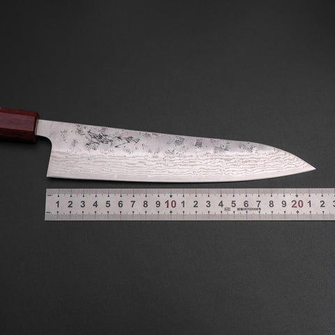 Gyuto Sweden Stainless Steel Nashiji Washi Damascus Walnut Handle 210mm