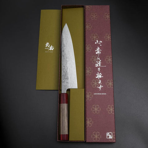 Gyuto Sweden Stainless Steel Nashiji Washi Damascus Walnut Handle 210mm