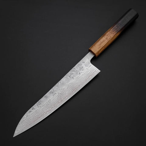 Gyuto Sweden Stainless Steel Nashiji Washi Damascus Yaki Urushi Handle 210mm