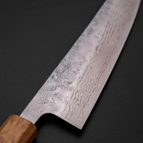 Gyuto Sweden Stainless Steel Nashiji Washi Damascus Yaki Urushi Handle 210mm
