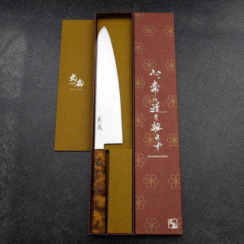 Gyuto VG-10 Damascus Yellow-Brown Birch Handle 240mm