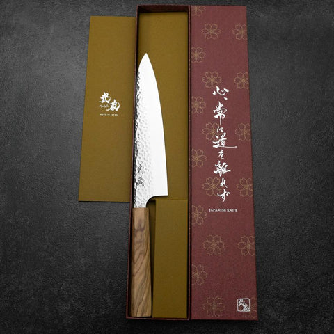 Gyuto VG-10 Tsuchime Damascus Olive Handle 210mm