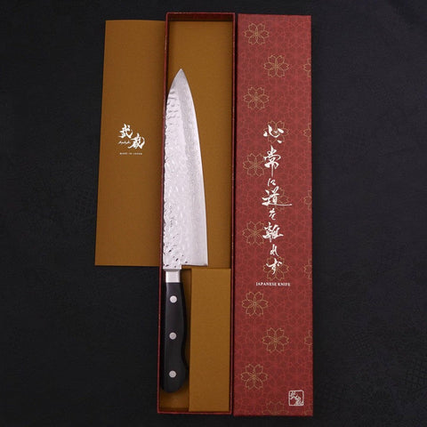 Gyuto VG-10 Tsuchime Damascus Western Black Handle 210mm