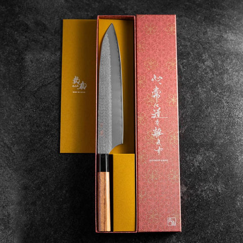 Gyuto VG-5 Tsuchime Buffalo Bubinga Handle 240mm