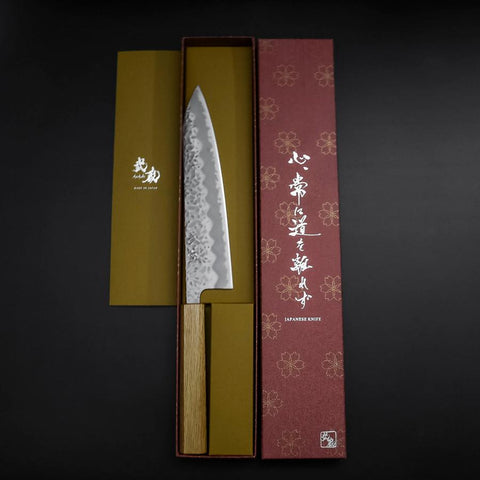 Gyuto White Steel #1 Tsuchime Oak Handle 210mm