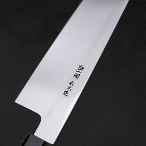 Gyuto White Steel #1 Mirror Water Honyaki Buffalo Ebony Handle With Sheath 210mm