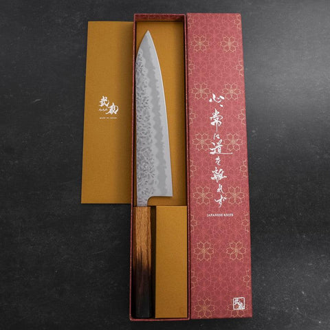 Gyuto White Steel #1 Stainless Clad Tsuchime Yaki Urushi Handle 240mm