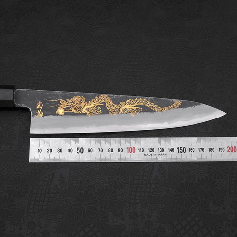 Gyuto White Steel #2 Kurouchi Chokin Dragon Buffalo Ebony Handle 210mm