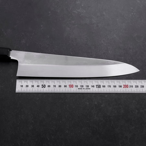 Gyuto White Steel #3 Mirror Honyaki Buffalo Ebony Handle