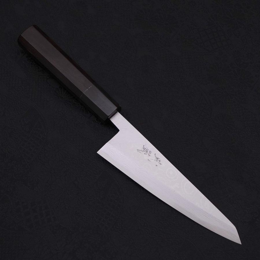 Honesuki Boning Knife Blue steel #2 Damascus Buffalo Ebony Handle 150mm-[Musashi]-[Japanese-Kitchen-Knives]