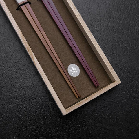 Kagoshima Bamboo Chopsticks Set 23mm Red and Brown with Paulownia Wooden Box