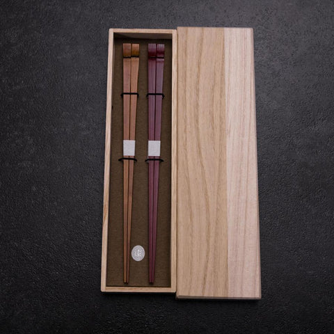 Kagoshima Bamboo Chopsticks Set 23mm Red and Brown with Paulownia Wooden Box