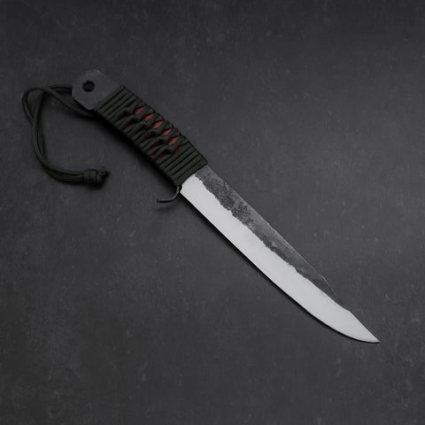 Kennata Blue steel #2 Kurouchi Para Cord Handle 220mm with Leather Sheath