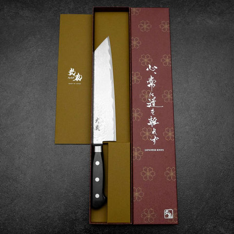 Kiritsuke AUS-10 Damascus Black Western Handle 210mm