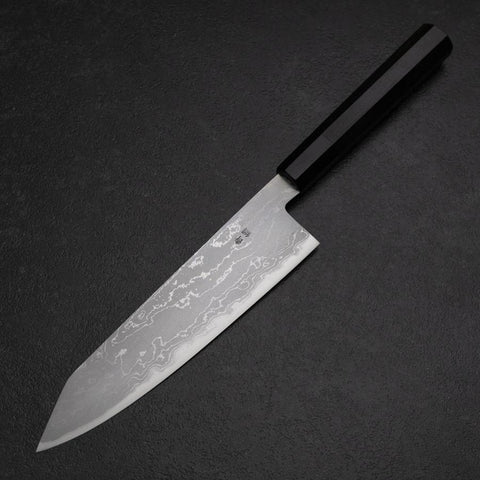 Kiritsuke Blue Steel #2 Damascus Buffalo Ebony Handle 200mm