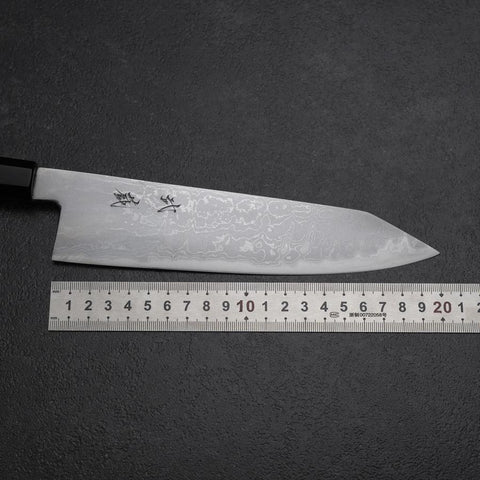 Kiritsuke Blue Steel #2 Damascus Buffalo Ebony Handle 200mm