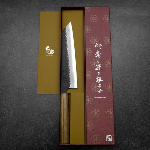 Kiritsuke Blue Super Kurouchi Tsuchime Mango de Roble 210mm
