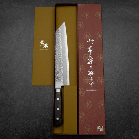 Kiritsuke Blue Super Tsuchime Brown Western Handle 210mm