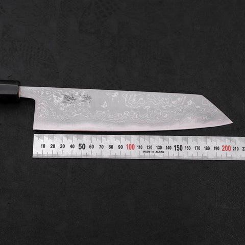Kiritsuke Blue Steel #2 Damascus Buffalo Ebony Handle 210mm