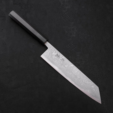 Kiritsuke Blue Steel #2 Damascus Buffalo Ebony Handle 210mm