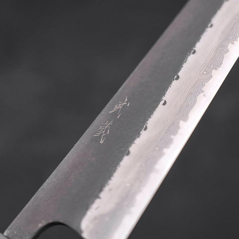 Kiritsuke Blue Steel #2 Kurouchi Damascus Buffalo Teak Handle 210mm