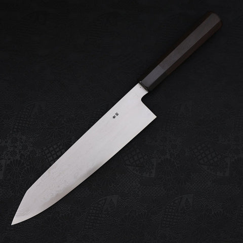 Kiritsuke Blue Steel #2 Suminagashi Buffalo Ebony Handle 240mm