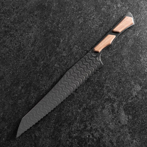 Kiritsuke Bread knife VG-10 Mirror Damascus Maple Handle 210mm - Black