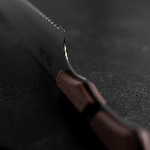Kiritsuke Bread knife VG-10 Mirror Damascus Maple Handle 210mm - Black