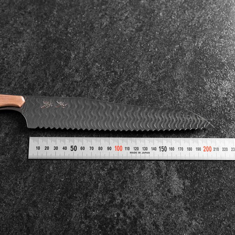 Kiritsuke Bread knife VG-10 Mirror Damascus Maple Handle 210mm - Black