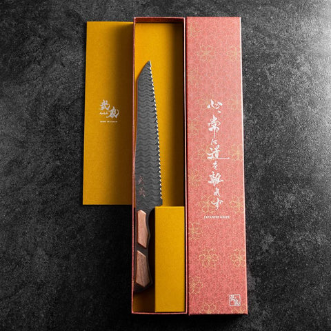 Kiritsuke Bread knife VG-10 Mirror Damascus Maple Handle 210mm - Black