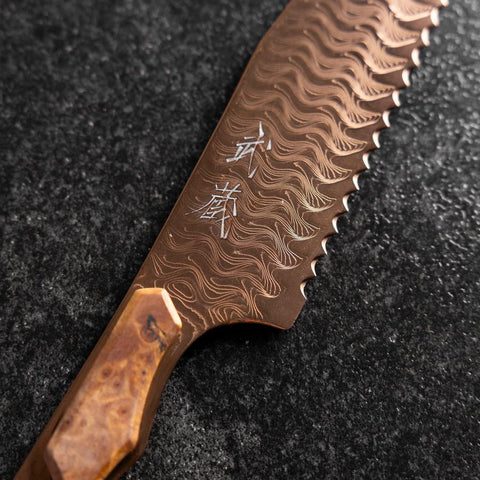 Kiritsuke Bread knife VG-10 Mirror Damascus Maple Handle 210mm - Brown