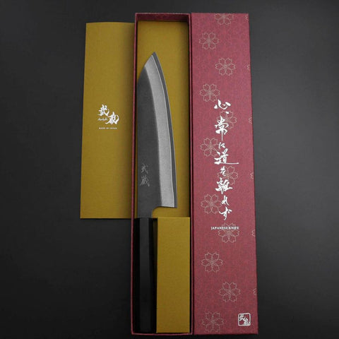 Kiritsuke Cobalt Stainless HRC62 Kurouchi Damascus  Buffalo Ebony Handle 210mm