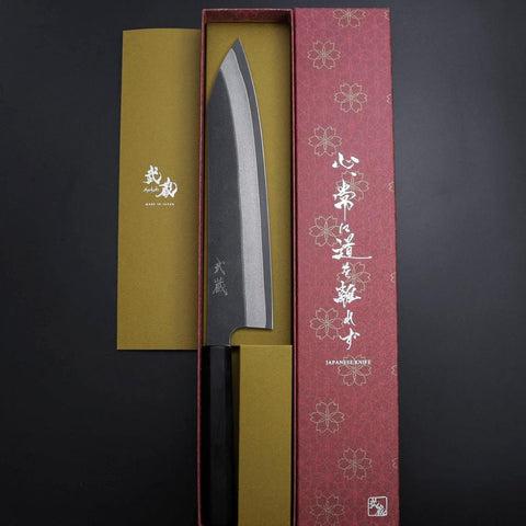 Kiritsuke Cobalt Stainless HRC62 Kurouchi Damascus  Buffalo Ebony Handle 240mm