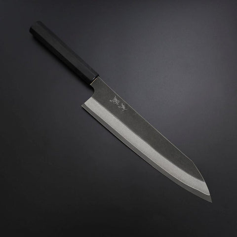Kiritsuke Cobalt Stainless HRC62 Kurouchi Damascus  Buffalo Ebony Handle 240mm