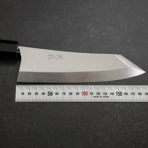 Kiritsuke Deba Honyaki Silver Steel #3 Mirror Buffalo Ebony Handle 180mm