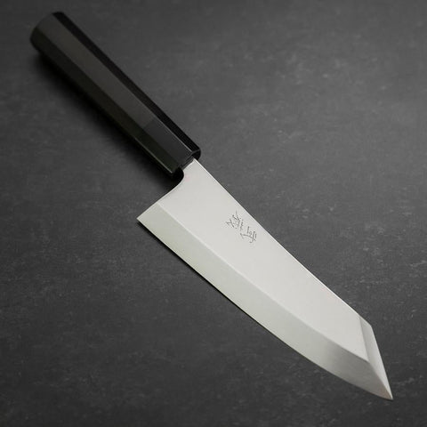 Kiritsuke Deba Honyaki Silver Steel #3 Mirror Buffalo Ebony Handle 180mm