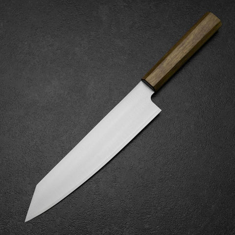 Kiritsuke Gyuto Blue Steel #2 Polished Stainless Clad Olive Handle 210mm