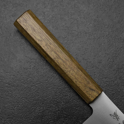 Kiritsuke Gyuto Blue Steel #2 Polished Stainless Clad Olive Handle 210mm