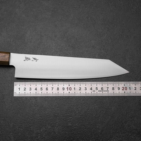 Kiritsuke Gyuto Blue Steel #2 Polished Stainless Clad Olive Handle 210mm