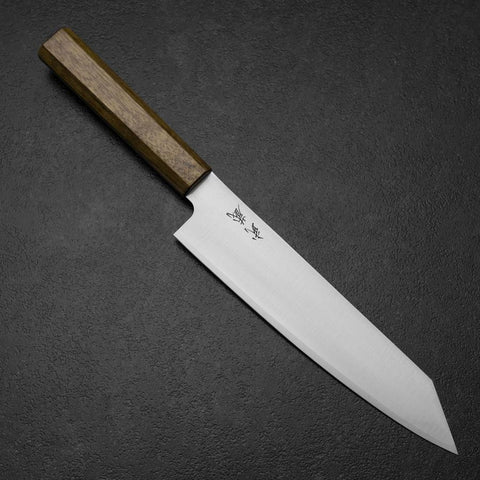 Kiritsuke Gyuto Blue Steel #2 Polished Stainless Clad Olive Handle 210mm