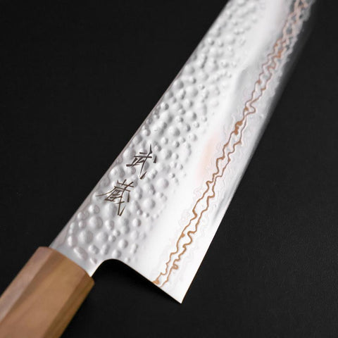 Kiritsuke Gyuto SLD Nickel Tsuchime Colored Damascus Olive Handle 210mm Limited Edition