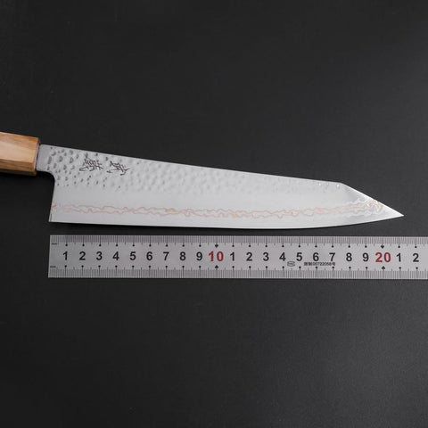 Kiritsuke Gyuto SLD Nickel Tsuchime Colored Damascus Olive Handle 210mm Limited Edition
