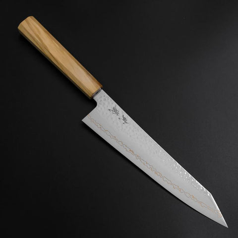 Kiritsuke Gyuto SLD Nickel Tsuchime Colored Damascus Olive Handle 210mm Limited Edition